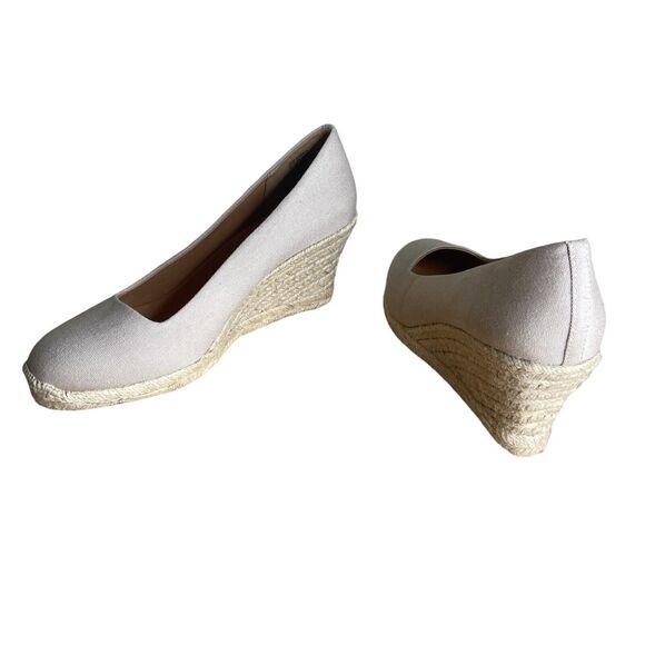 J. Crew Women’s Shoes Size 9.5 Cream Canvas Espadrille Wedges in Flax AL003 - Picture 2 of 11